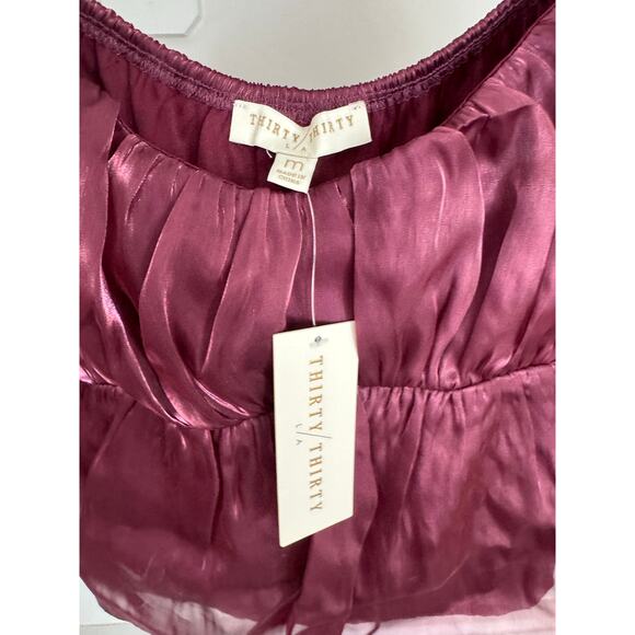 NWT Thirty / Thirty LA Women's Sheer Peplum Top Blouse Deep Pink Size Medium - Picture 4 of 8